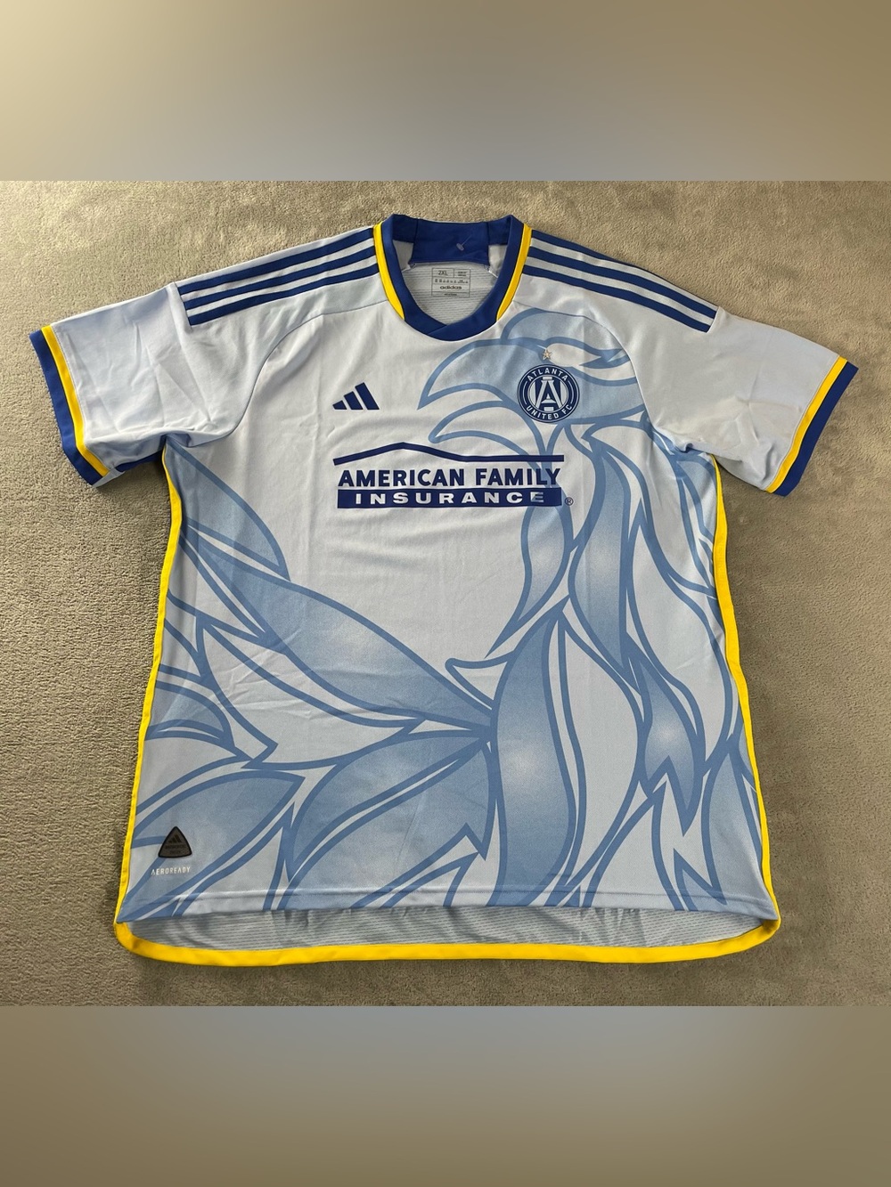 adidas Atlanta United FC MLS Soccer 2024 Away Jersey Light Blue Sz 2XL
